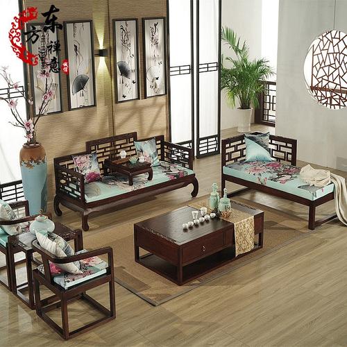 新中式实木沙发组合明清仿古雕花罗汉床榻贵妃椅现代客厅禅意家具